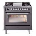 Professional Plus II 36 UP36FWMPMG Freestanding Dual Fuel Range with 6 Sealed Burners with Griddle Single Oven with Triple Glass Door with Stainless Steel knobs view 1