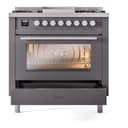 Professional Plus II 36 UP36FWMPMG Freestanding Dual Fuel Range with 6 Sealed Burners with Griddle Single Oven with Triple Glass Door with Stainless Steel knobs view 4