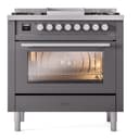 Professional Plus II 36 UP36FWMPMG Freestanding Dual Fuel Range with 6 Sealed Burners with Griddle Single Oven with Triple Glass Door with Stainless Steel knobs view 2