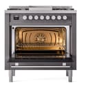 Professional Plus II 36 UP36FWMPMG Freestanding Dual Fuel Range with 6 Sealed Burners with Griddle Single Oven with Triple Glass Door with Stainless Steel knobs view 3