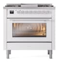 Professional Plus II 36 UP36FWMPWH Freestanding Dual Fuel Range with 6 Sealed Burners with Griddle Single Oven with Triple Glass Door with Stainless Steel knobs view 2
