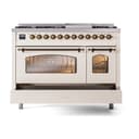 Nostalgie II 48 UP48FNMPAWB Freestanding Dual Fuel Range with 8 Sealed Burners with Griddle Double Oven with Triple Glass Door with Bronze knobs view 6