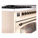 Nostalgie II 48 UP48FNMPAWB Freestanding Dual Fuel Range with 8 Sealed Burners with Griddle Double Oven with Triple Glass Door with Bronze knobs view 7