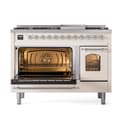 Nostalgie II 48 UP48FNMPAWC Freestanding Dual Fuel Range with 8 Sealed Burners with Griddle Double Oven with Triple Glass Door with Chrome knobs view 4