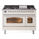 Nostalgie II 48 UP48FNMPAWC Freestanding Dual Fuel Range with 8 Sealed Burners with Griddle Double Oven with Triple Glass Door with Chrome knobs view 1