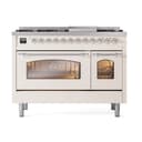 Nostalgie II 48 UP48FNMPAWC Freestanding Dual Fuel Range with 8 Sealed Burners with Griddle Double Oven with Triple Glass Door with Chrome knobs view 2