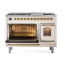 Nostalgie II 48 UP48FNMPAWG Freestanding Dual Fuel Range with 8 Sealed Burners with Griddle Double Oven with Triple Glass Door with Brass knobs view 4