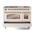Nostalgie II 48 UP48FNMPAWG Freestanding Dual Fuel Range with 8 Sealed Burners with Griddle Double Oven with Triple Glass Door with Brass knobs view 6
