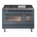Nostalgie II 48 UP48FNMPBGB Freestanding Dual Fuel Range with 8 Sealed Burners with Griddle Double Oven with Triple Glass Door with Bronze knobs view 1