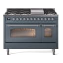 Nostalgie II 48 UP48FNMPBGC Freestanding Dual Fuel Range with 8 Sealed Burners with Griddle Double Oven with Triple Glass Door with Chrome knobs view 1