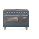 Nostalgie II 48 UP48FNMPBGC Freestanding Dual Fuel Range with 8 Sealed Burners with Griddle Double Oven with Triple Glass Door with Chrome knobs view 2