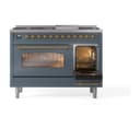 Nostalgie II 48 UP48FNMPBGG Freestanding Dual Fuel Range with 8 Sealed Burners with Griddle Double Oven with Triple Glass Door with Brass knobs view 5
