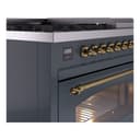 Nostalgie II 48 UP48FNMPBGG Freestanding Dual Fuel Range with 8 Sealed Burners with Griddle Double Oven with Triple Glass Door with Brass knobs view 7