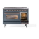 Nostalgie II 48 UP48FNMPBGP Freestanding Dual Fuel Range with 8 Sealed Burners with Griddle Double Oven with Triple Glass Door with Copper knobs view 5