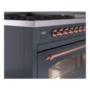 Nostalgie II 48 UP48FNMPBGP Freestanding Dual Fuel Range with 8 Sealed Burners with Griddle Double Oven with Triple Glass Door with Copper knobs view 7