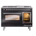 Nostalgie II 48 UP48FNMPBKC Freestanding Dual Fuel Range with 8 Sealed Burners with Griddle Double Oven with Triple Glass Door with Chrome knobs view 5
