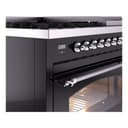 Nostalgie II 48 UP48FNMPBKC Freestanding Dual Fuel Range with 8 Sealed Burners with Griddle Double Oven with Triple Glass Door with Chrome knobs view 7