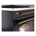 Nostalgie II 48 UP48FNMPBKG Freestanding Dual Fuel Range with 8 Sealed Burners with Griddle Double Oven with Triple Glass Door with Brass knobs view 7