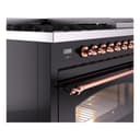 Nostalgie II 48 UP48FNMPBKP Freestanding Dual Fuel Range with 8 Sealed Burners with Griddle Double Oven with Triple Glass Door with Copper knobs view 7