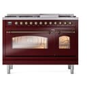 Nostalgie II 48 UP48FNMPBUB Freestanding Dual Fuel Range with 8 Sealed Burners with Griddle Double Oven with Triple Glass Door with Bronze knobs view 2