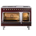 Nostalgie II 48 UP48FNMPBUB Freestanding Dual Fuel Range with 8 Sealed Burners with Griddle Double Oven with Triple Glass Door with Bronze knobs view 3