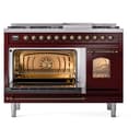 Nostalgie II 48 UP48FNMPBUB Freestanding Dual Fuel Range with 8 Sealed Burners with Griddle Double Oven with Triple Glass Door with Bronze knobs view 4