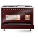 Nostalgie II 48 UP48FNMPBUB Freestanding Dual Fuel Range with 8 Sealed Burners with Griddle Double Oven with Triple Glass Door with Bronze knobs view 6