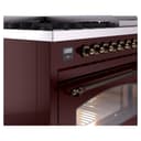 Nostalgie II 48 UP48FNMPBUB Freestanding Dual Fuel Range with 8 Sealed Burners with Griddle Double Oven with Triple Glass Door with Bronze knobs view 7