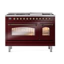 Nostalgie II 48 UP48FNMPBUB Freestanding Dual Fuel Range with 8 Sealed Burners with Griddle Double Oven with Triple Glass Door with Bronze knobs view 2