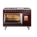Nostalgie II 48 UP48FNMPBUB Freestanding Dual Fuel Range with 8 Sealed Burners with Griddle Double Oven with Triple Glass Door with Bronze knobs view 4