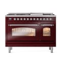 Nostalgie II 48 UP48FNMPBUC Freestanding Dual Fuel Range with 8 Sealed Burners with Griddle Double Oven with Triple Glass Door with Chrome knobs view 2
