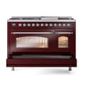 Nostalgie II 48 UP48FNMPBUC Freestanding Dual Fuel Range with 8 Sealed Burners with Griddle Double Oven with Triple Glass Door with Chrome knobs view 6