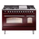 Nostalgie II 48 UP48FNMPBUC Freestanding Dual Fuel Range with 8 Sealed Burners with Griddle Double Oven with Triple Glass Door with Chrome knobs view 1