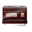 Nostalgie II 48 UP48FNMPBUG Freestanding Dual Fuel Range with 8 Sealed Burners with Griddle Double Oven with Triple Glass Door with Brass knobs view 6