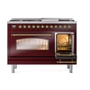 Nostalgie II 48 UP48FNMPBUG Freestanding Dual Fuel Range with 8 Sealed Burners with Griddle Double Oven with Triple Glass Door with Brass knobs view 5