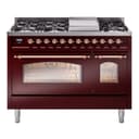 Nostalgie II 48 UP48FNMPBUP Freestanding Dual Fuel Range with 8 Sealed Burners with Griddle Double Oven with Triple Glass Door with Copper knobs view 1