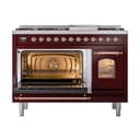 Nostalgie II 48 UP48FNMPBUP Freestanding Dual Fuel Range with 8 Sealed Burners with Griddle Double Oven with Triple Glass Door with Copper knobs view 4