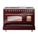 Nostalgie II 48 UP48FNMPBUP Freestanding Dual Fuel Range with 8 Sealed Burners with Griddle Double Oven with Triple Glass Door with Copper knobs view 6