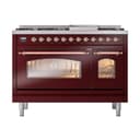 Nostalgie II 48 UP48FNMPBUP Freestanding Dual Fuel Range with 8 Sealed Burners with Griddle Double Oven with Triple Glass Door with Copper knobs view 2