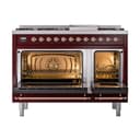 Nostalgie II 48 UP48FNMPBUP Freestanding Dual Fuel Range with 8 Sealed Burners with Griddle Double Oven with Triple Glass Door with Copper knobs view 3