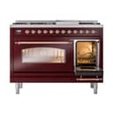 Nostalgie II 48 UP48FNMPBUP Freestanding Dual Fuel Range with 8 Sealed Burners with Griddle Double Oven with Triple Glass Door with Copper knobs view 5