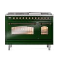 Nostalgie II 48 UP48FNMPEGB Freestanding Dual Fuel Range with 8 Sealed Burners with Griddle Double Oven with Triple Glass Door with Bronze knobs view 2