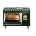 Nostalgie II 48 UP48FNMPEGC Freestanding Dual Fuel Range with 8 Sealed Burners with Griddle Double Oven with Triple Glass Door with Chrome knobs view 4
