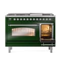 Nostalgie II 48 UP48FNMPEGC Freestanding Dual Fuel Range with 8 Sealed Burners with Griddle Double Oven with Triple Glass Door with Chrome knobs view 5