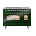 Nostalgie II 48 UP48FNMPEGC Freestanding Dual Fuel Range with 8 Sealed Burners with Griddle Double Oven with Triple Glass Door with Chrome knobs view 2