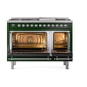 Nostalgie II 48 UP48FNMPEGC Freestanding Dual Fuel Range with 8 Sealed Burners with Griddle Double Oven with Triple Glass Door with Chrome knobs view 3