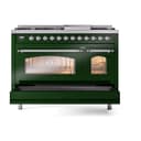Nostalgie II 48 UP48FNMPEGC Freestanding Dual Fuel Range with 8 Sealed Burners with Griddle Double Oven with Triple Glass Door with Chrome knobs view 6