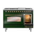Nostalgie II 48 UP48FNMPEGG Freestanding Dual Fuel Range with 8 Sealed Burners with Griddle Double Oven with Triple Glass Door with Brass knobs view 5
