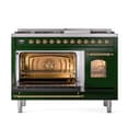 Nostalgie II 48 UP48FNMPEGG Freestanding Dual Fuel Range with 8 Sealed Burners with Griddle Double Oven with Triple Glass Door with Brass knobs view 4