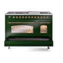 Nostalgie II 48 UP48FNMPEGG Freestanding Dual Fuel Range with 8 Sealed Burners with Griddle Double Oven with Triple Glass Door with Brass knobs view 6